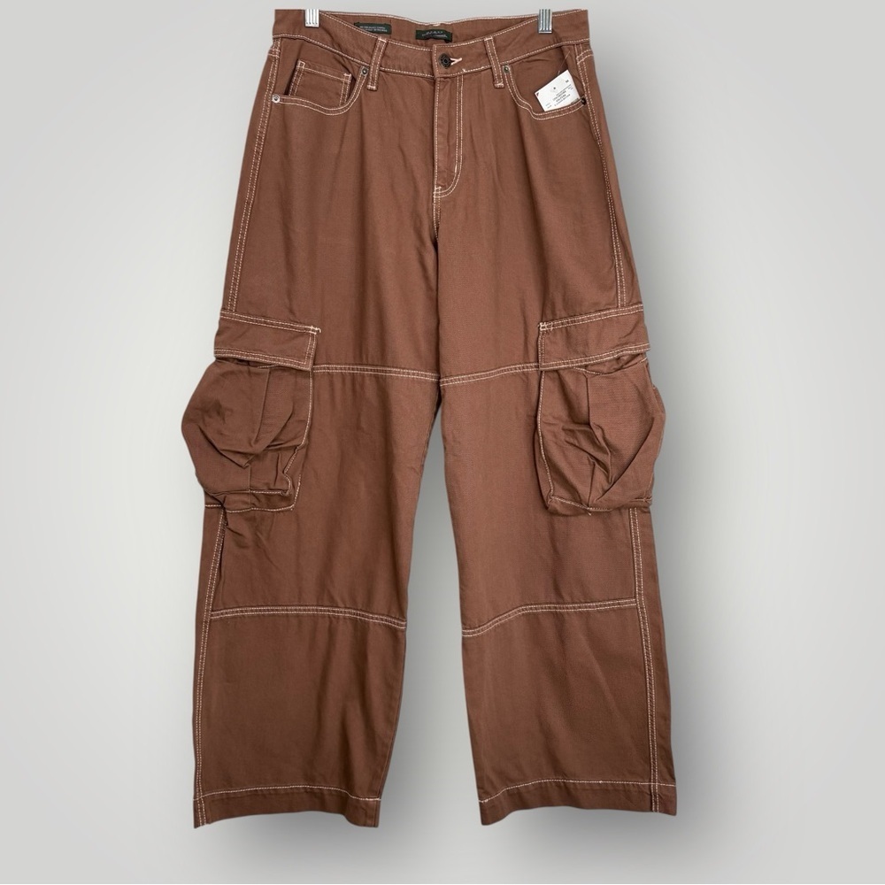 Wild Fable Women's Mid-Rise Baggy Cargo Pants Size12 Rugged Twill Cotton Y2K